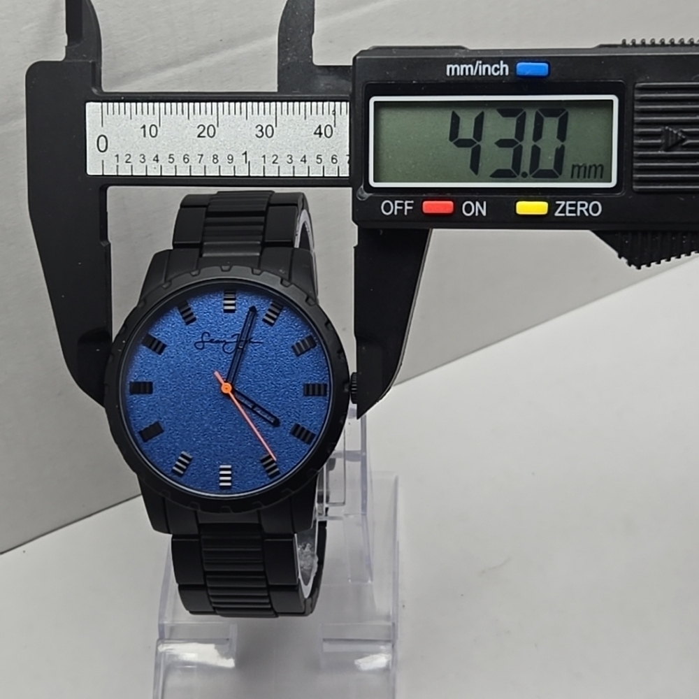 Mens Sean John Urbin 43mm Black Blue Watch SJ0001BKB New Battery Quartz Analog - Picture 4 of 10